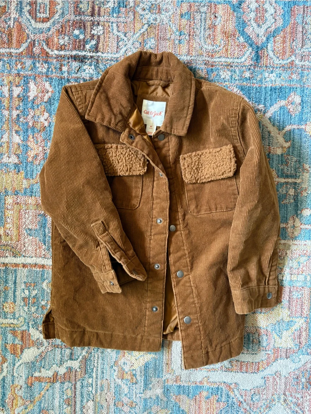 Cat & Jack Brown Corduroy Jacket with Sherpa Pocket Detail